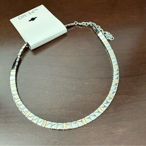 On•34TH Minimalist Silver Square Tile Necklace for Women